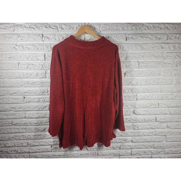 Denim Co Womens Sweater 2X Cardigan Long Sleeve Red Soft Acrylic SWE176E - Picture 5 of 7